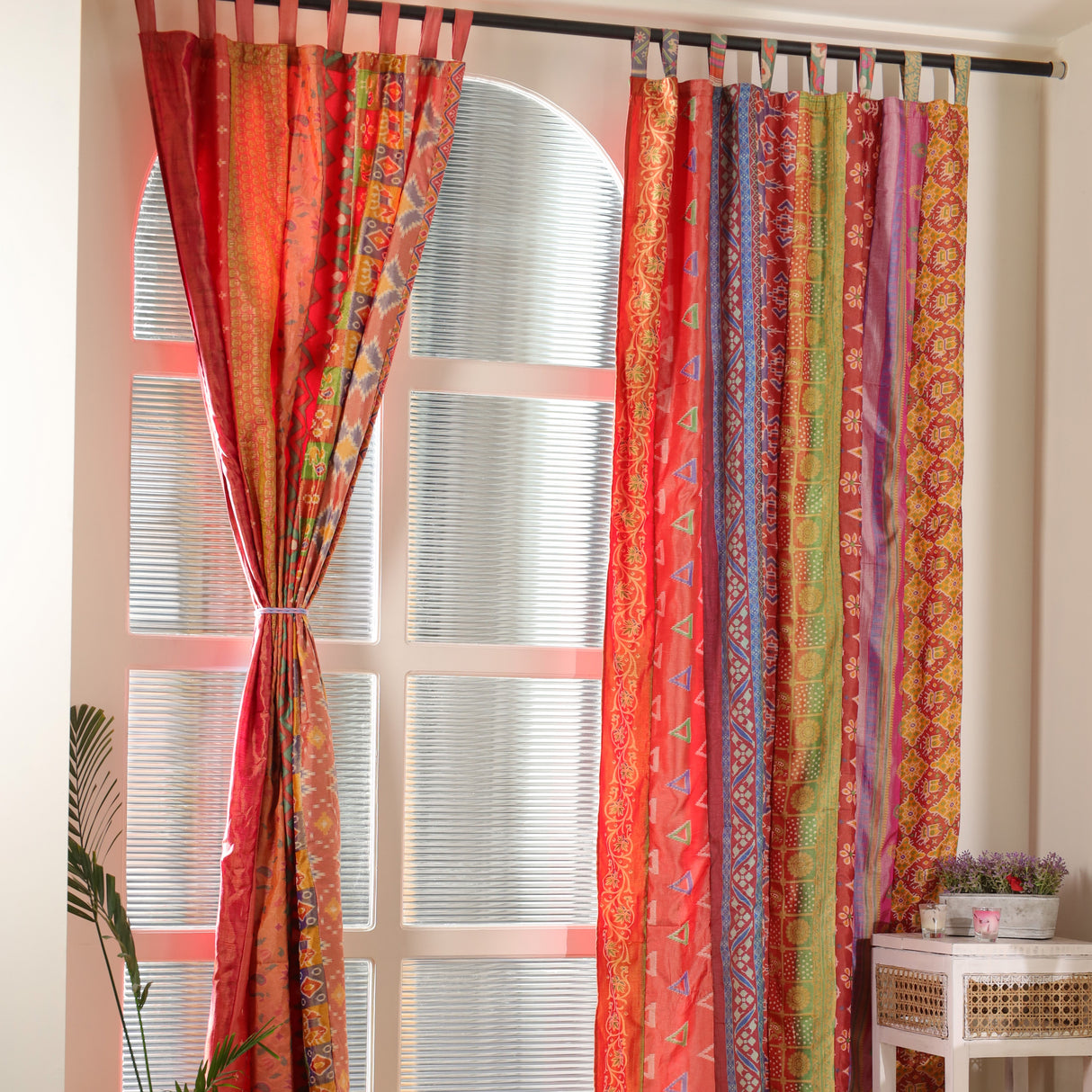 Sari Vorhang Rot - 2-teilig Patchwork Gardinen