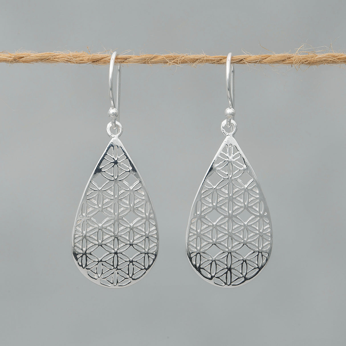 Schmuckset Lebensblume Silber- Ohrringe & Halskette