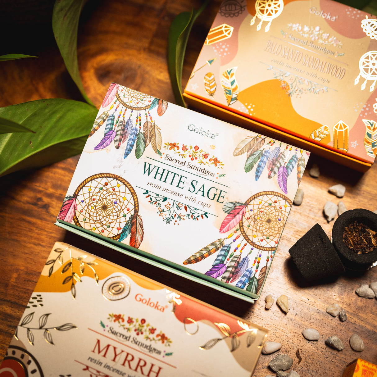 Smudge Cup Set Sechs Aromen indisches Räucherwerk von Goloka