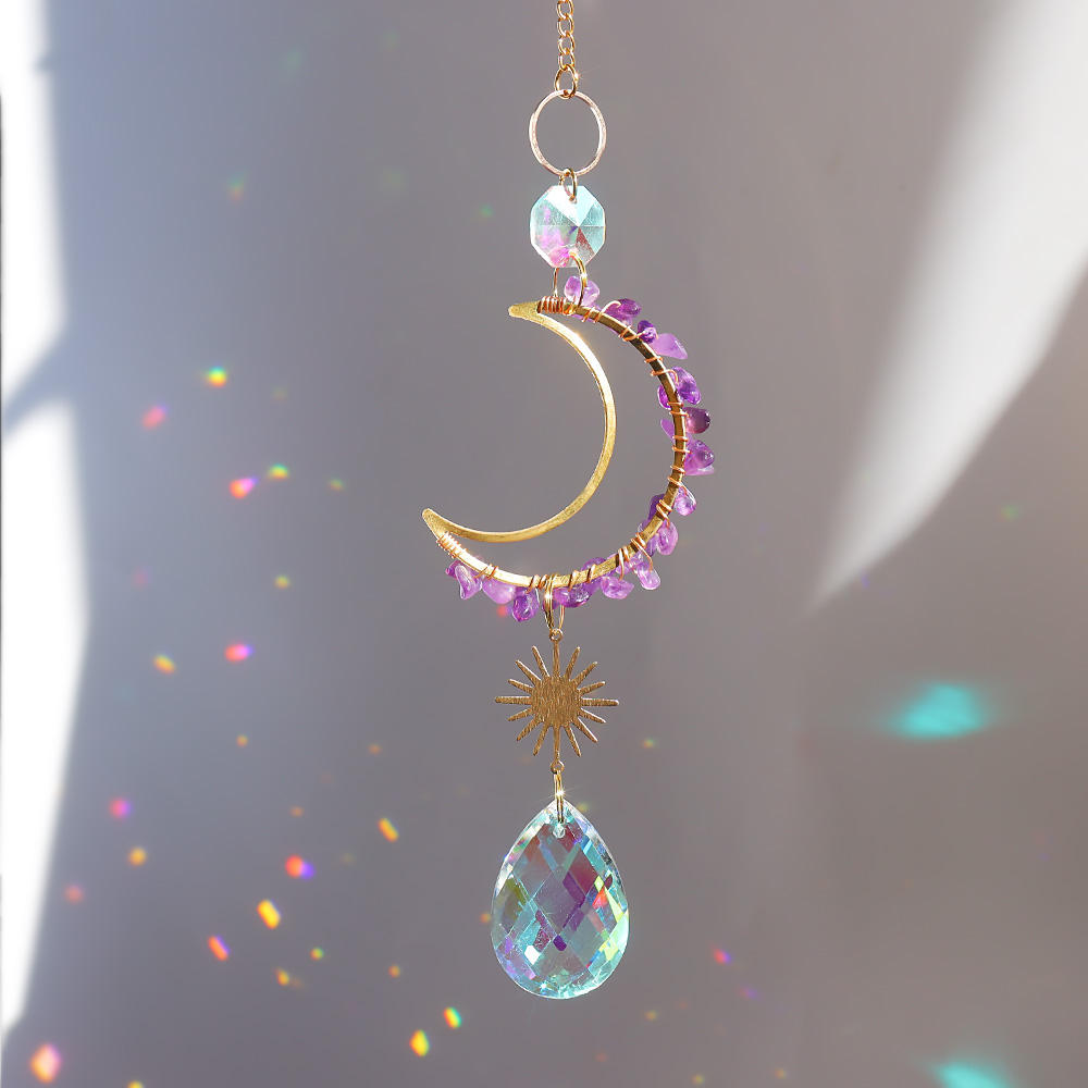 Sonnenfänger Edelstein Amethyst Mondsichel 18 cm