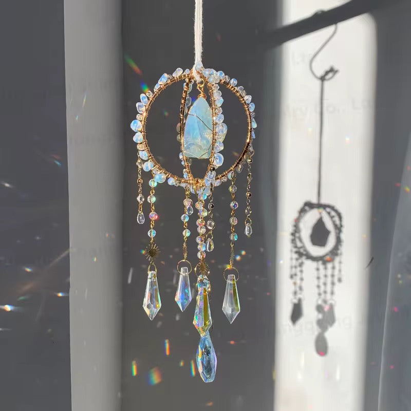 Sonnenfänger mit klarem Quarz im Traumfänger Stil 40 cm