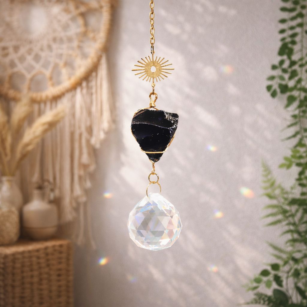 Sonnenfänger Edelsteine Rohstein Obsidian