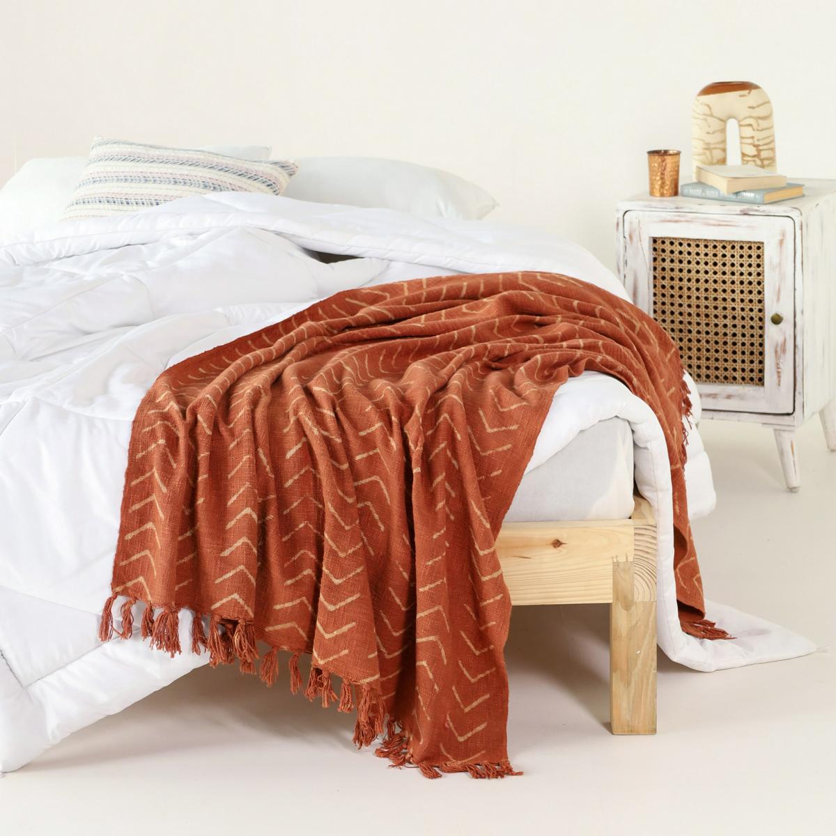 Blockdruck Tagesdecke Jaisalmer - Rostbraun