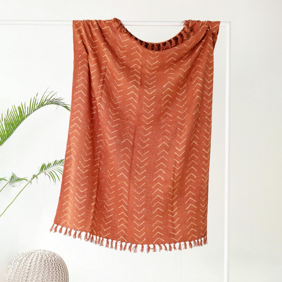 Blockdruck Tagesdecke Jaisalmer - Rostbraun