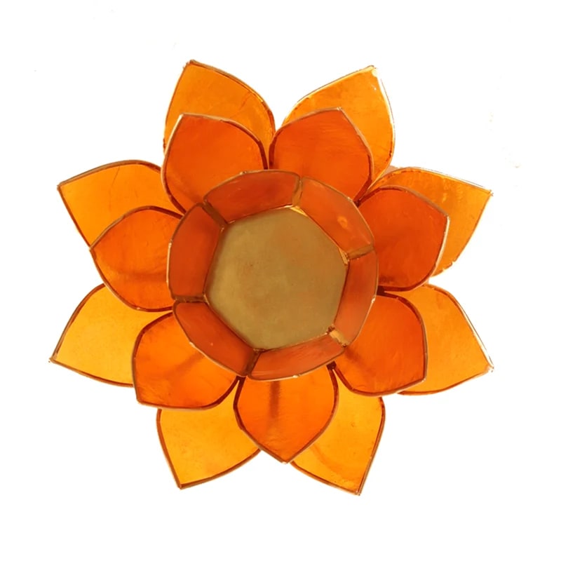Teelichthalter Lotus orange Gold aus Glas