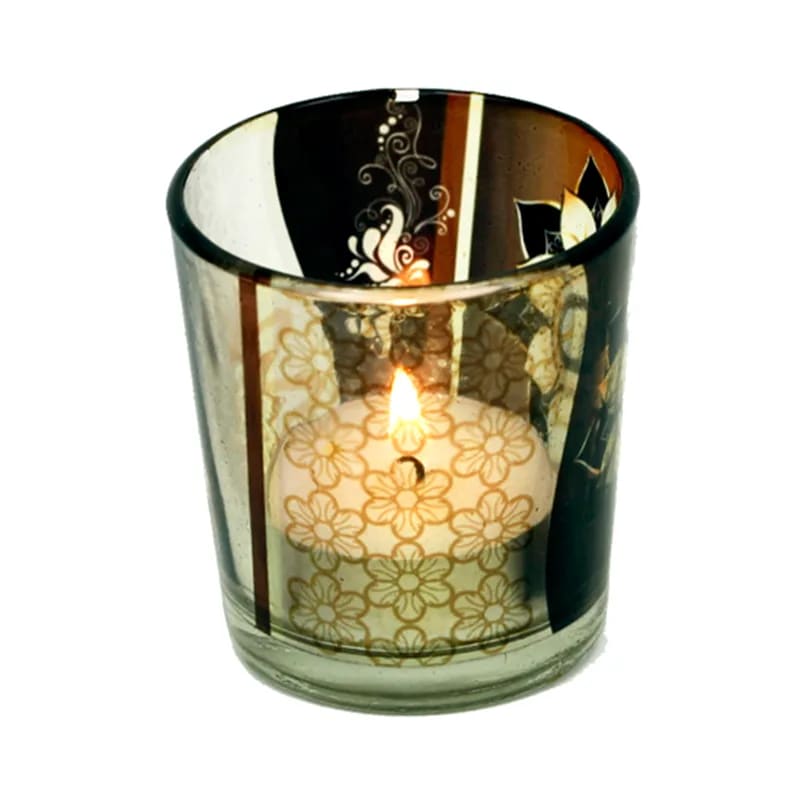 Teelichthalter Om- Zeichen aus Glas