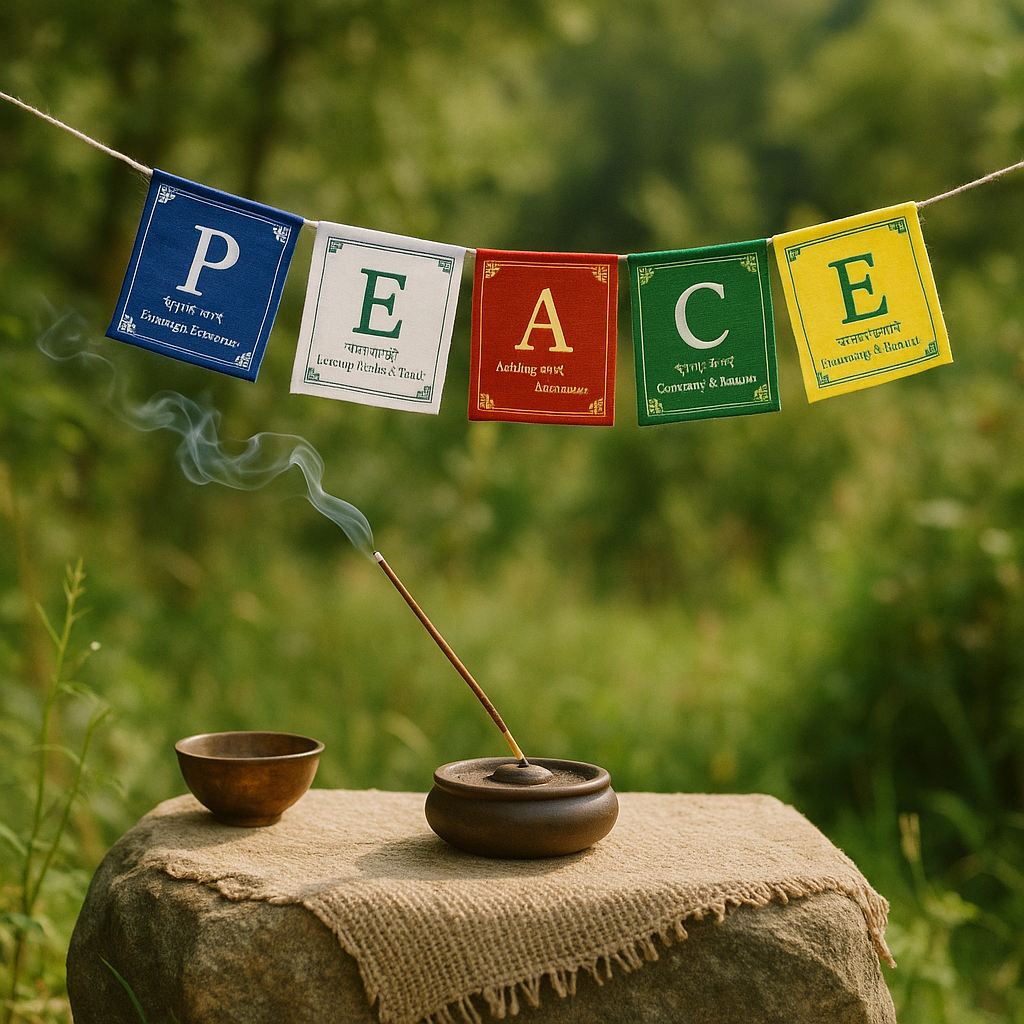 Kleine Gebetsfahne PEACE Frieden