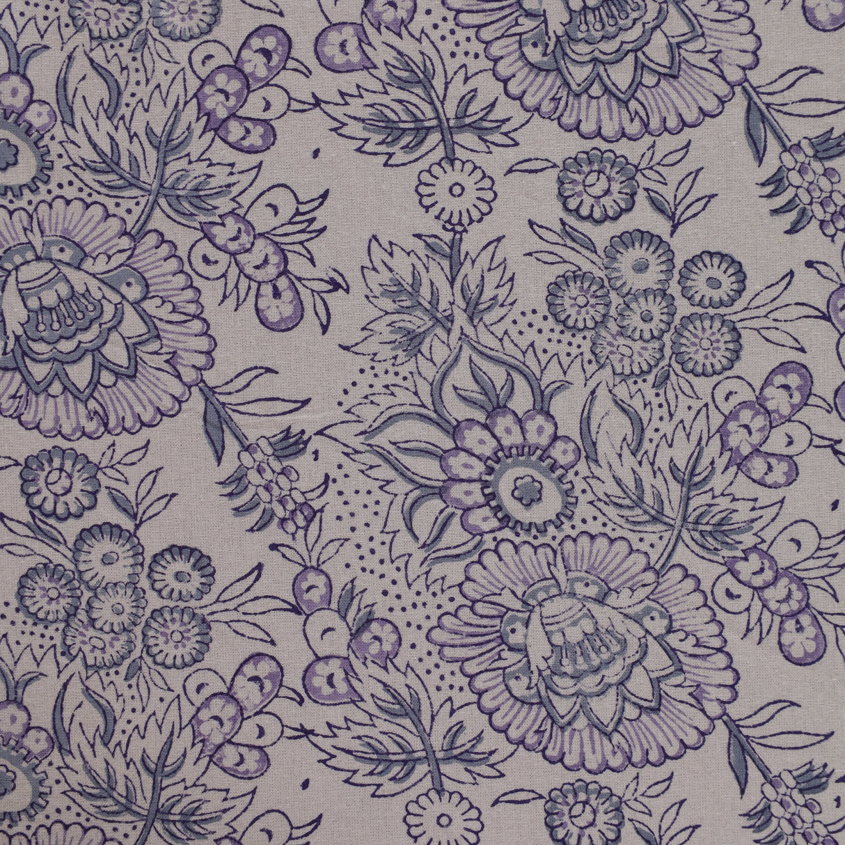 Runde Tischdecke Blockdruck Blume Weiß Blau