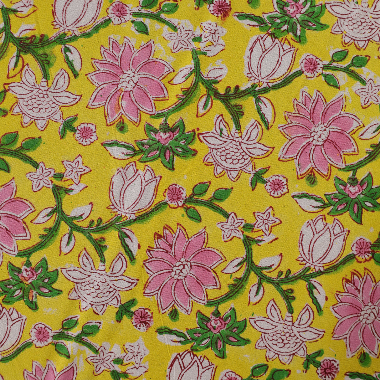 Runde Tischdecke Blockdruck Ranke Gelb