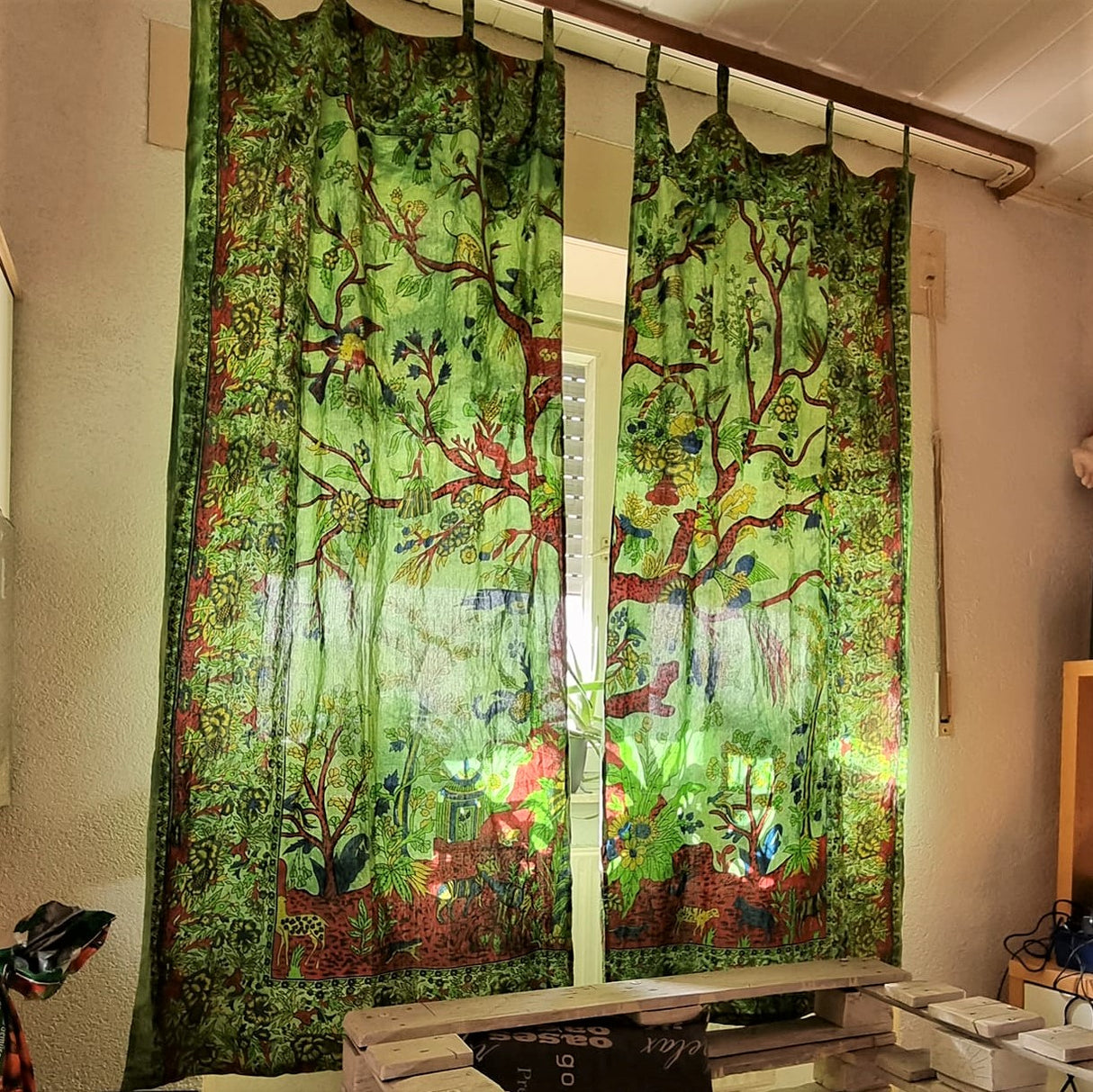 Vorhänge | Lebensbaum grün & orange