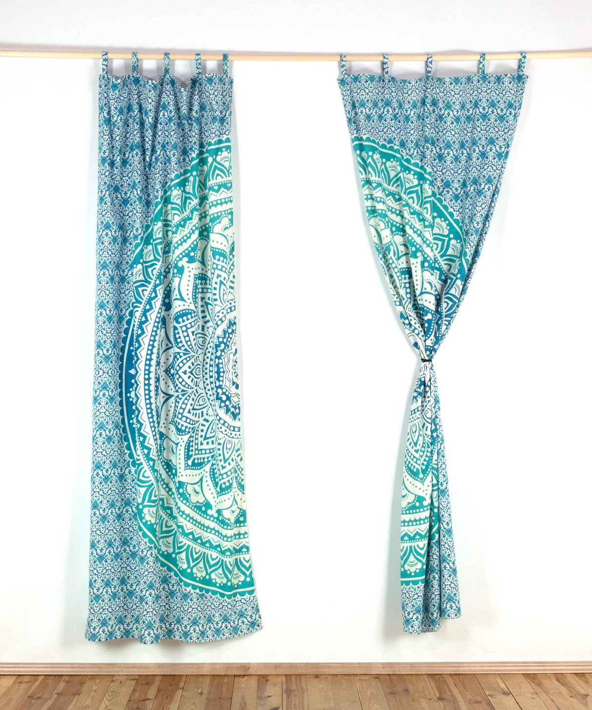 Vorhang Ombre Mandala türkis mit Schlaufen