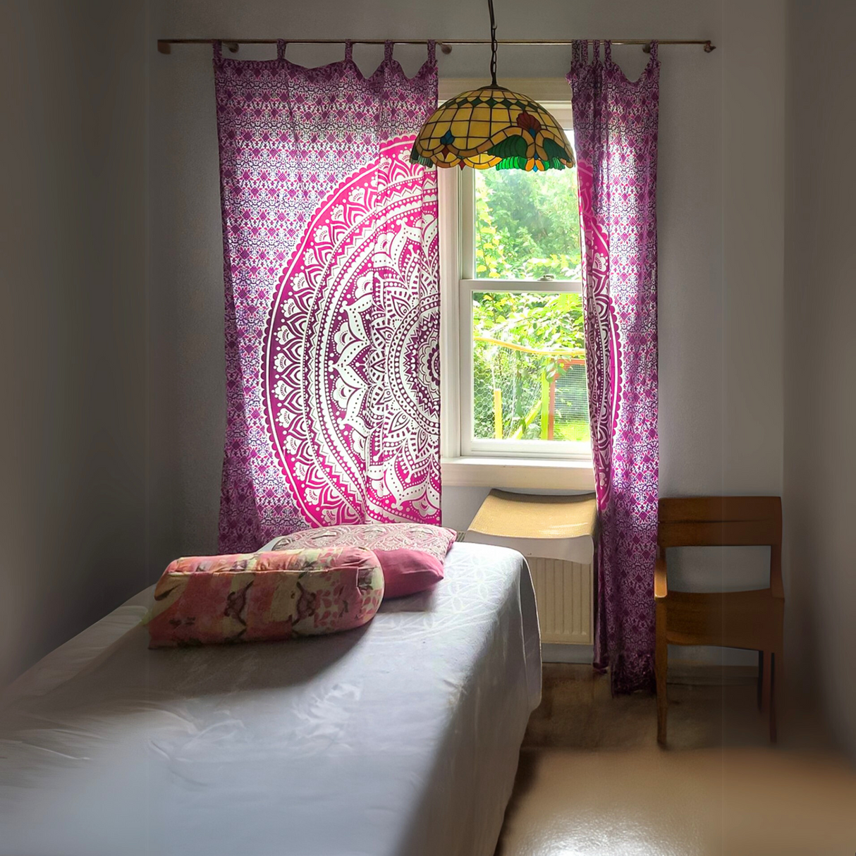 Vorhang Ombre Mandala lila rosa - 2-teilig