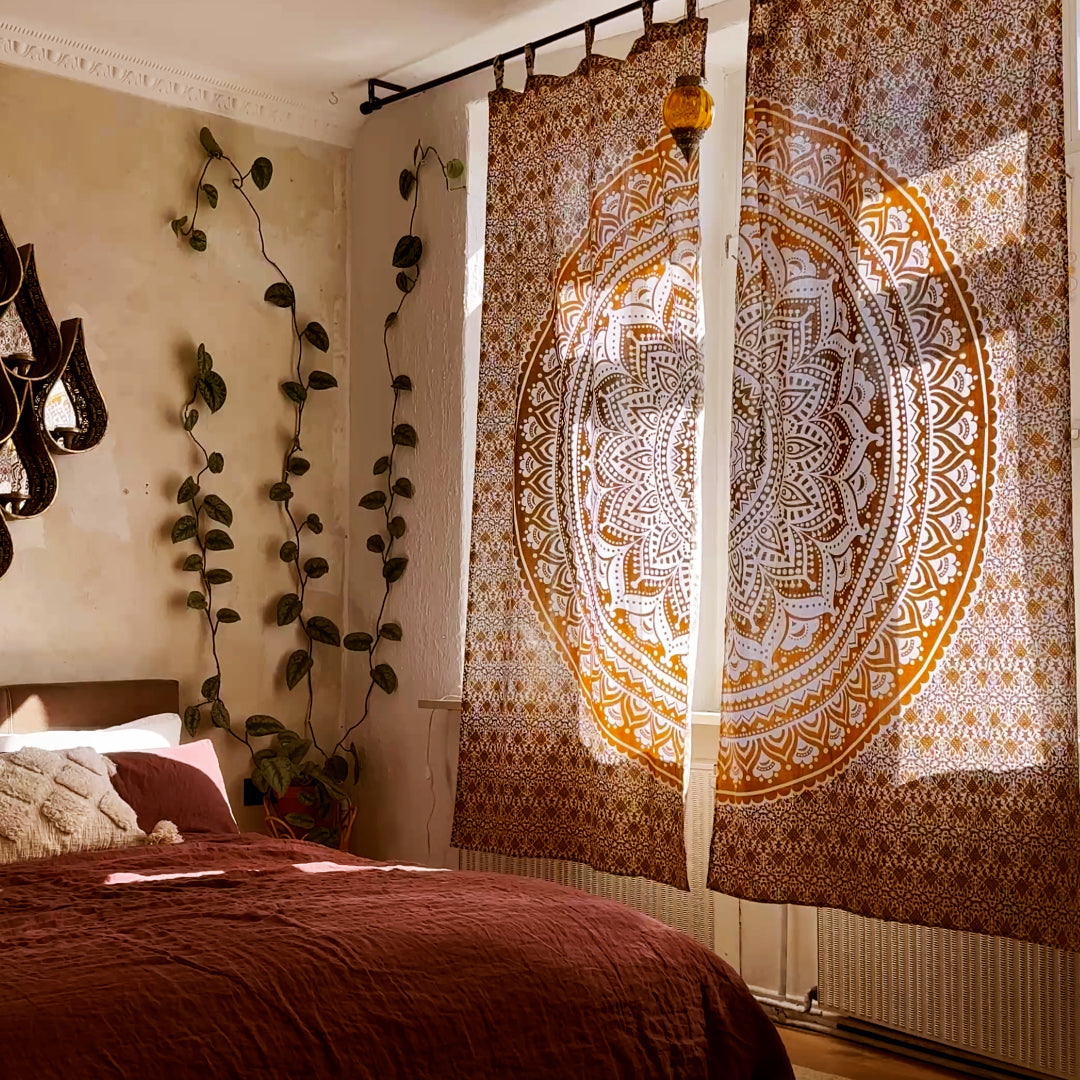 Vorhang Ombre Mandala ocker braun - 2-teilig