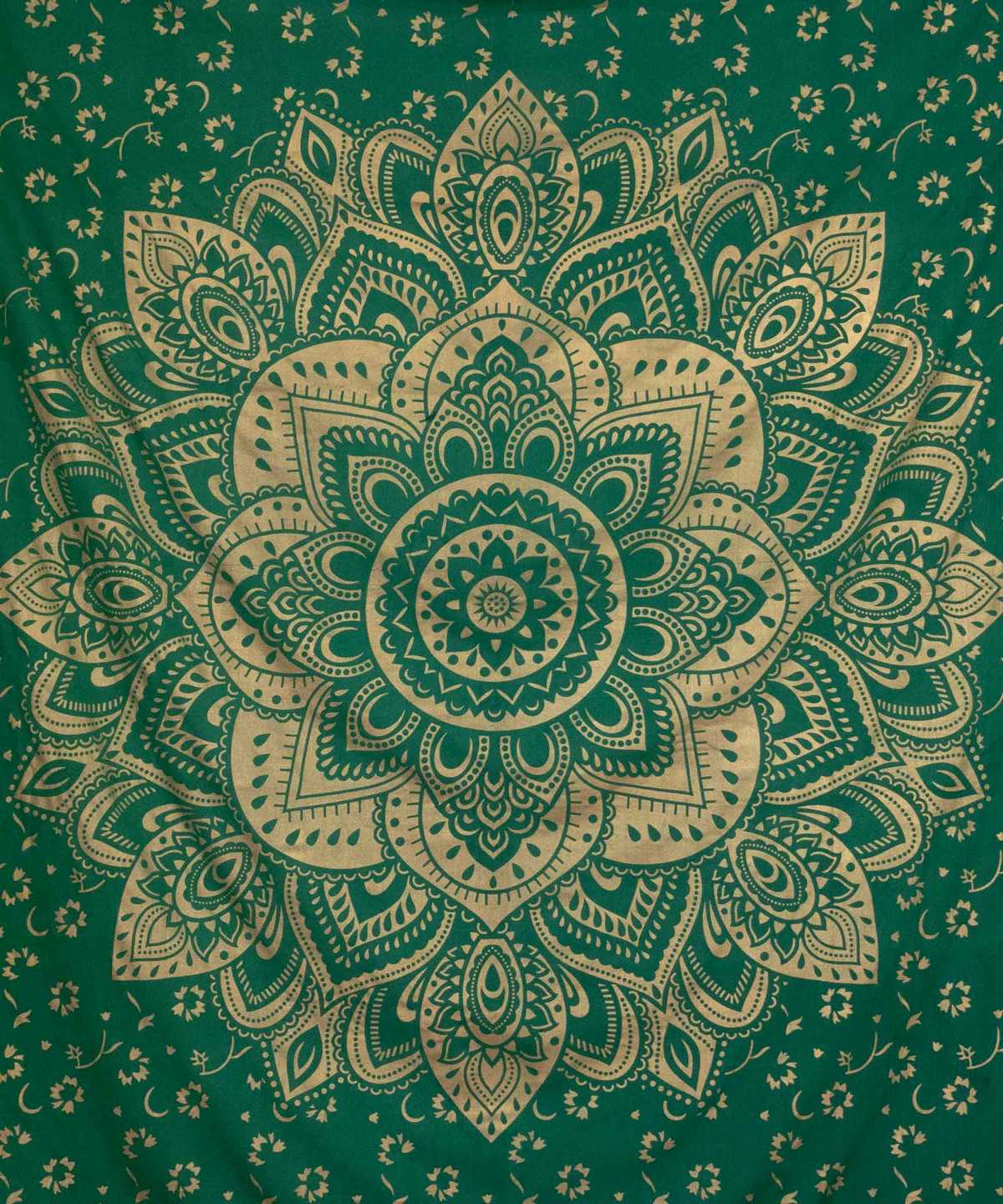 Wandtuch Lotusblüte grün gold - groß ca. 230x210 cm