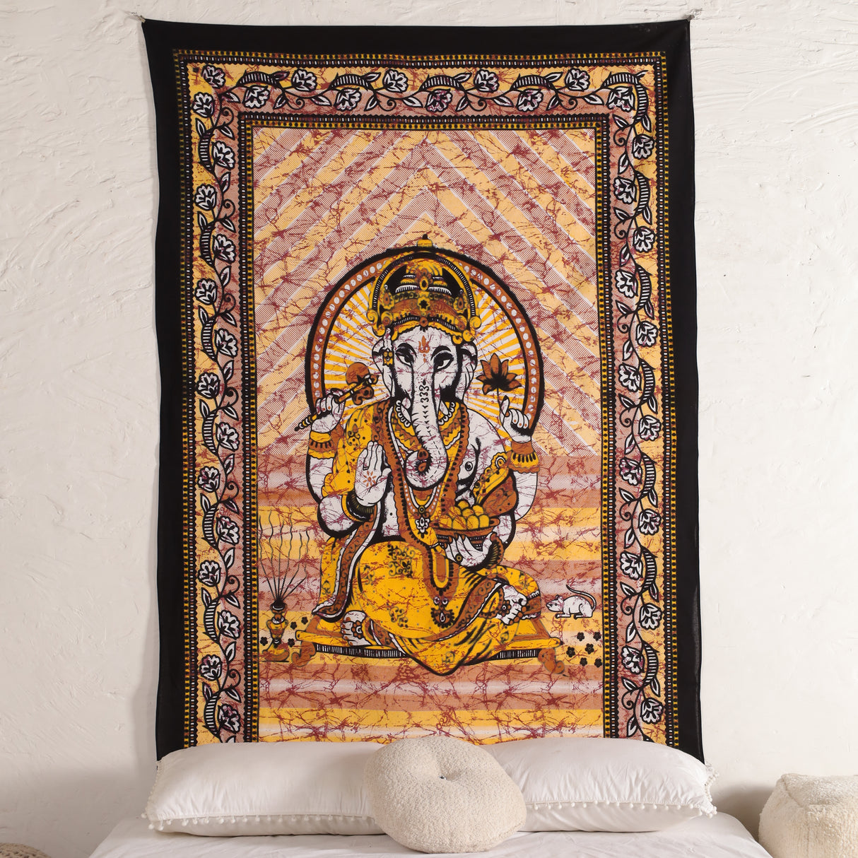 Wandtuch Lord Ganesha braun gelb