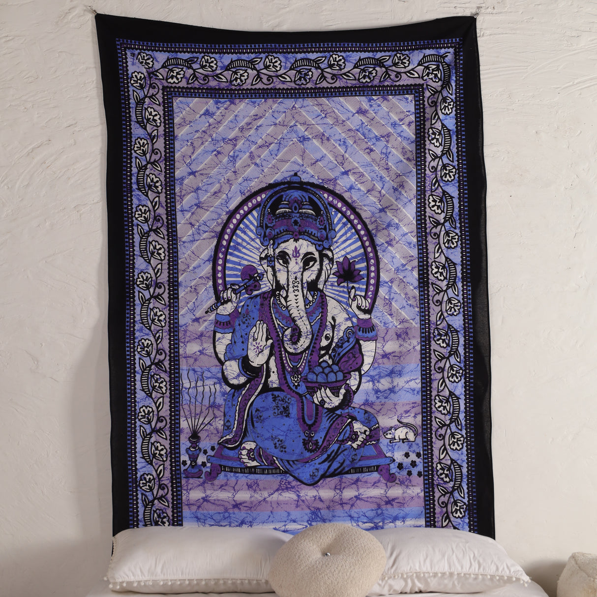 Wandtuch Lord Ganesha lila schwarz