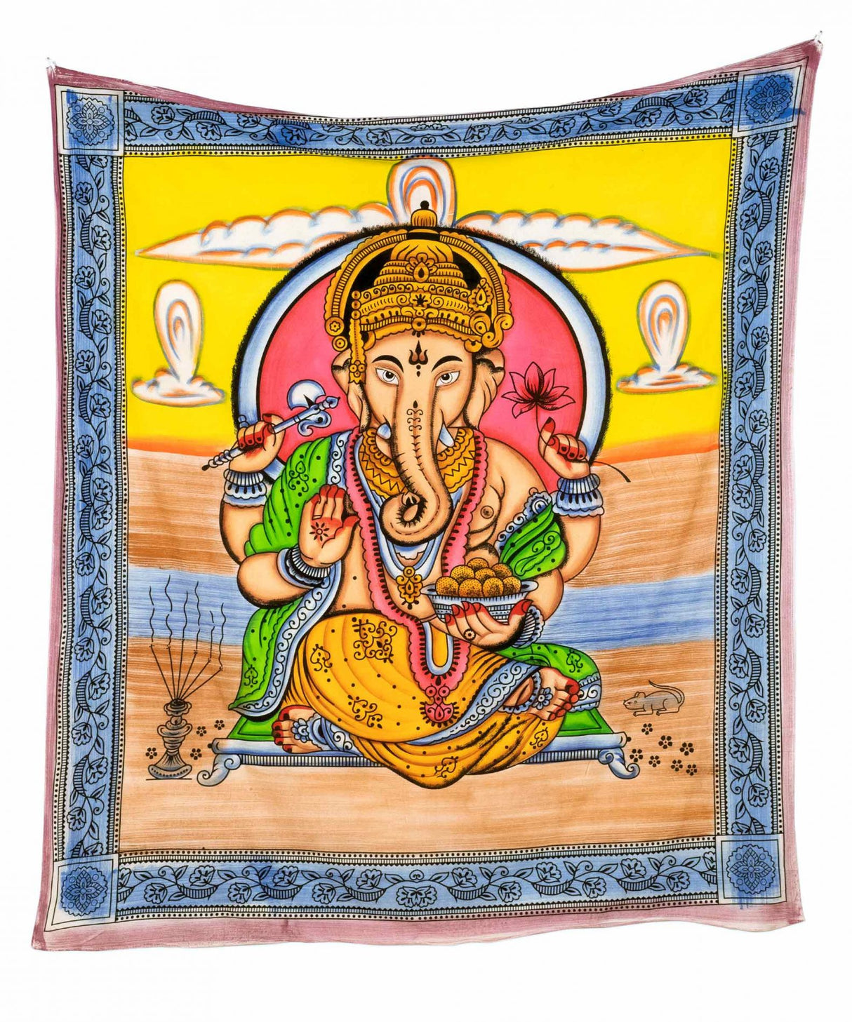 Ganesha Wandtuch in Pastellfarben, handgemalt