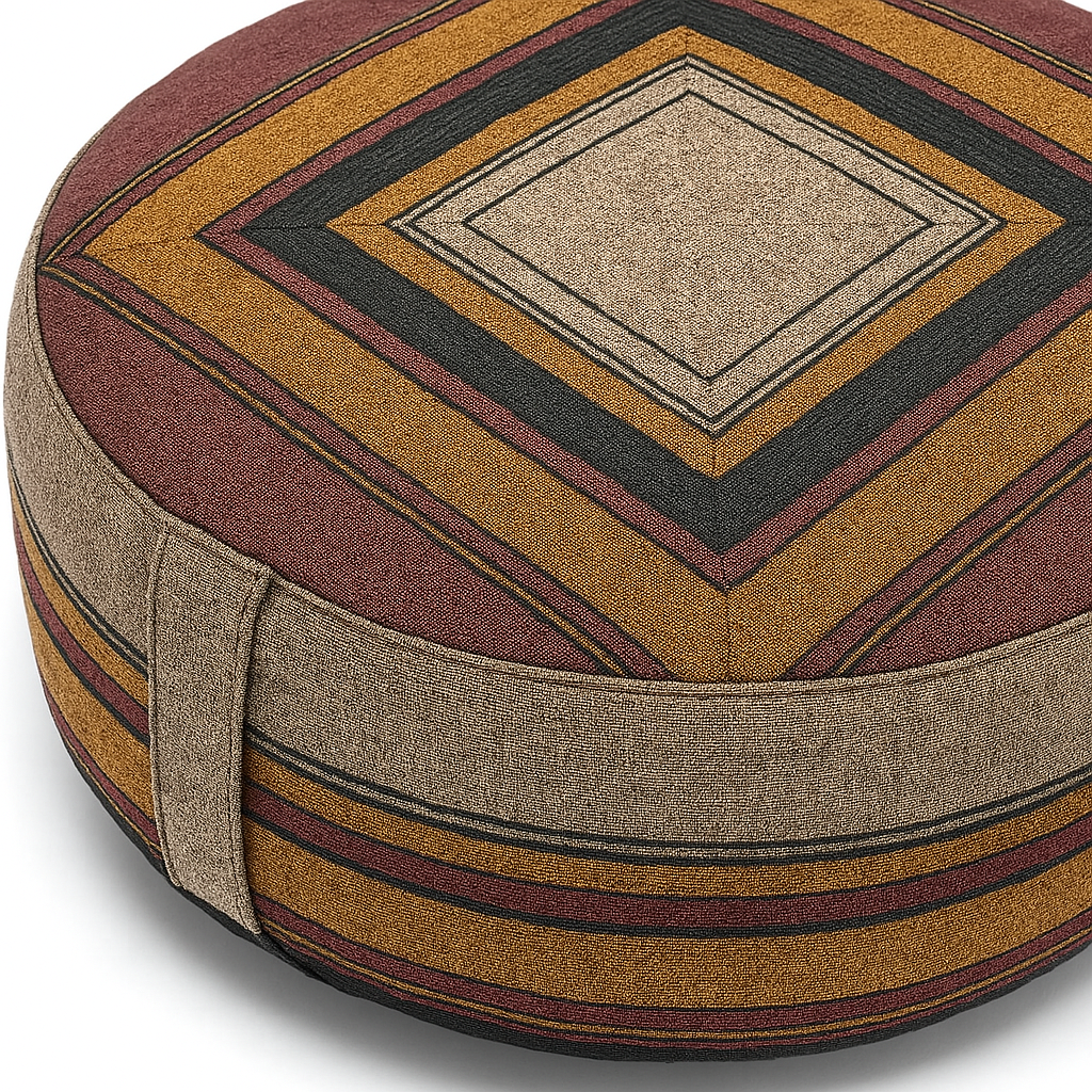 Yogakissen Geometrisch Grau Gelb mit Buchweizen