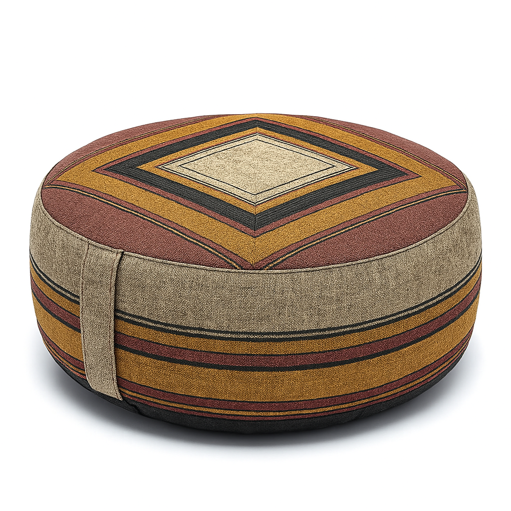 Yogakissen Geometrisch Grau Gelb mit Buchweizen