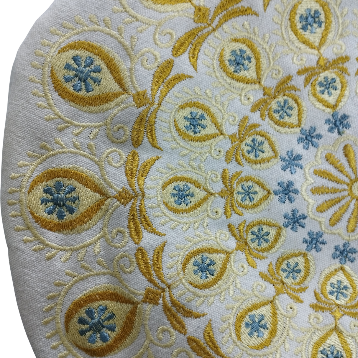 Yogakissen Pfauenfeder Mandala Gold