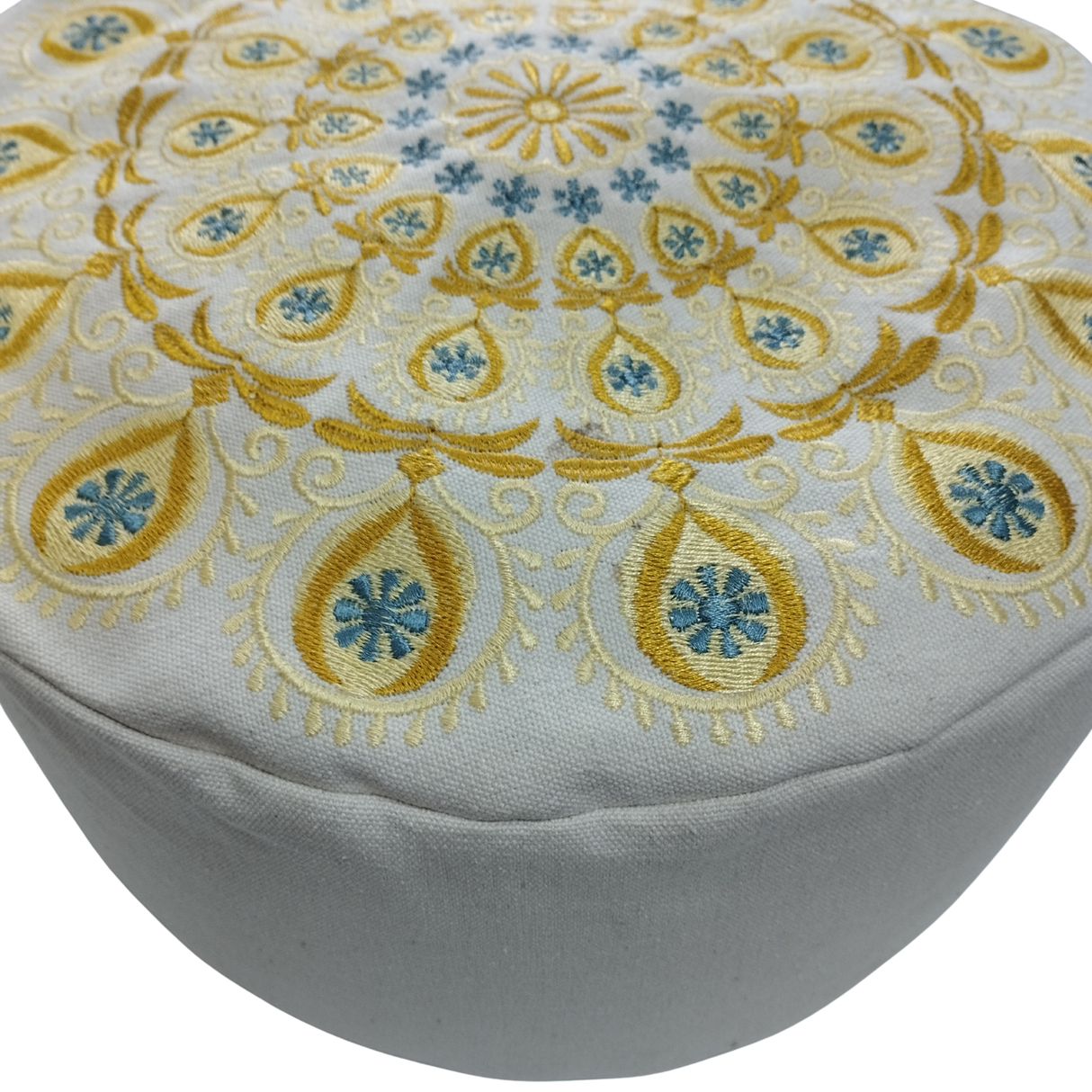 Yogakissen Pfauenfeder Mandala Gold