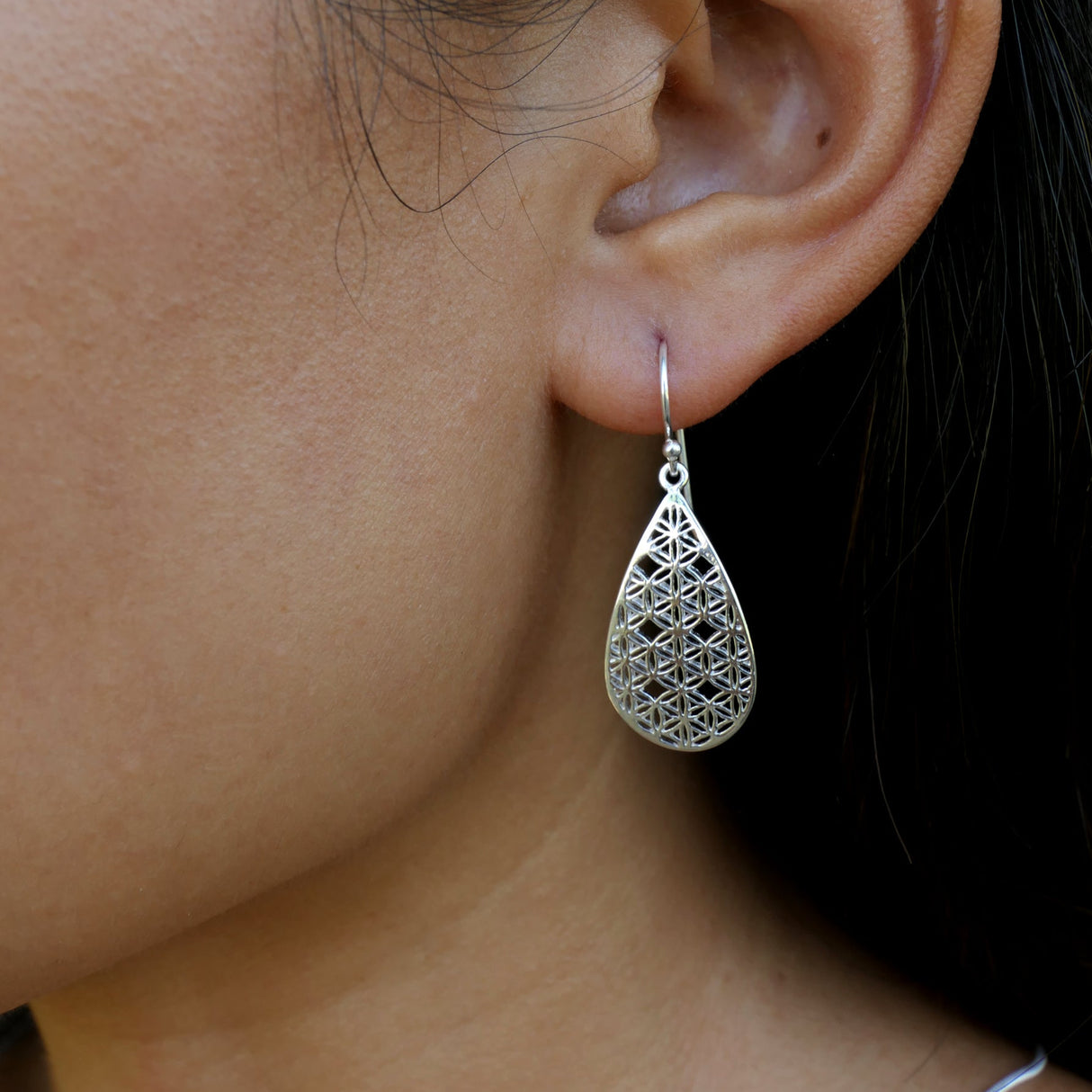 Schmuckset Lebensblume Silber- Ohrringe & Halskette