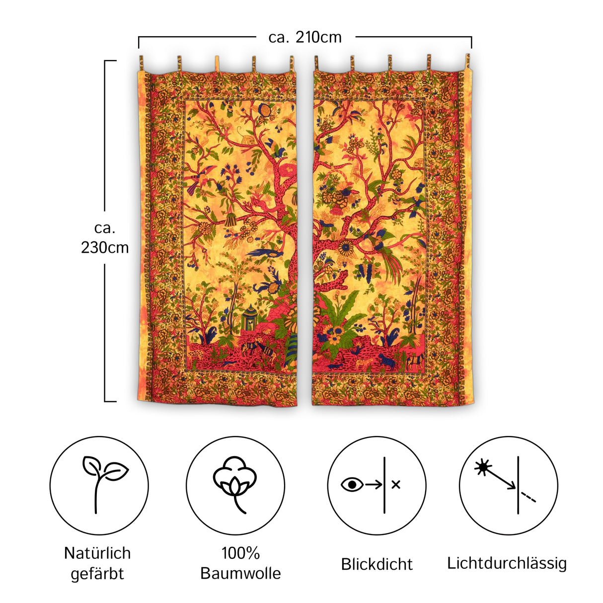 Vorhang Lebensbaum orange - 2-teilig