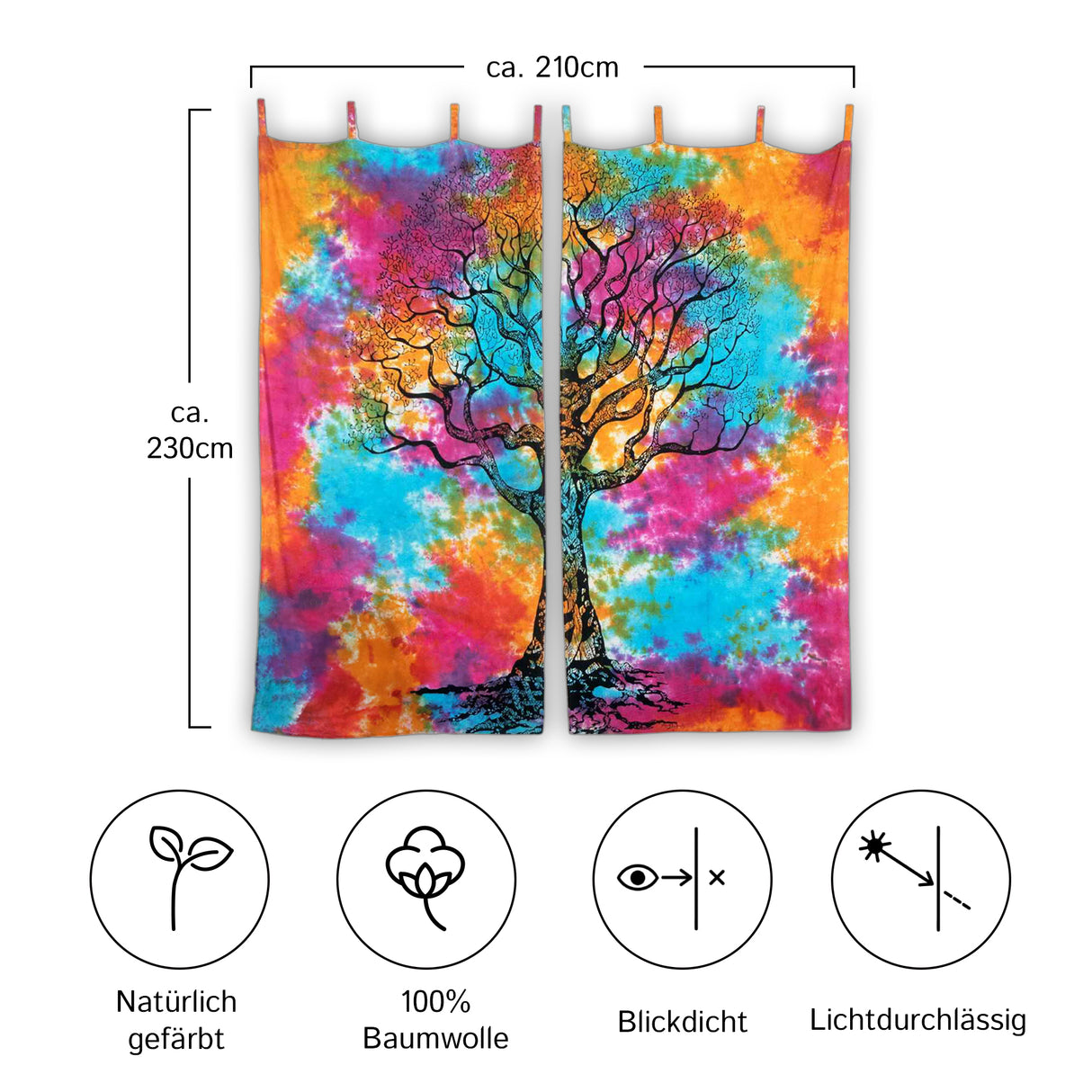 Vorhang Weltenbaum batik bunt - 2-teilig