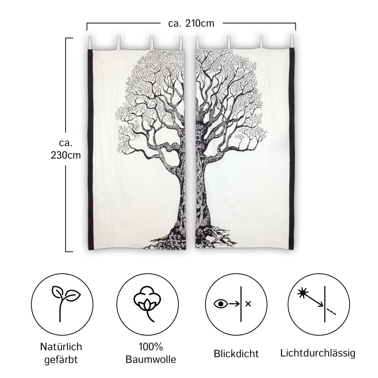 Vorhang Weltenbaum weiß - 2-teilig
