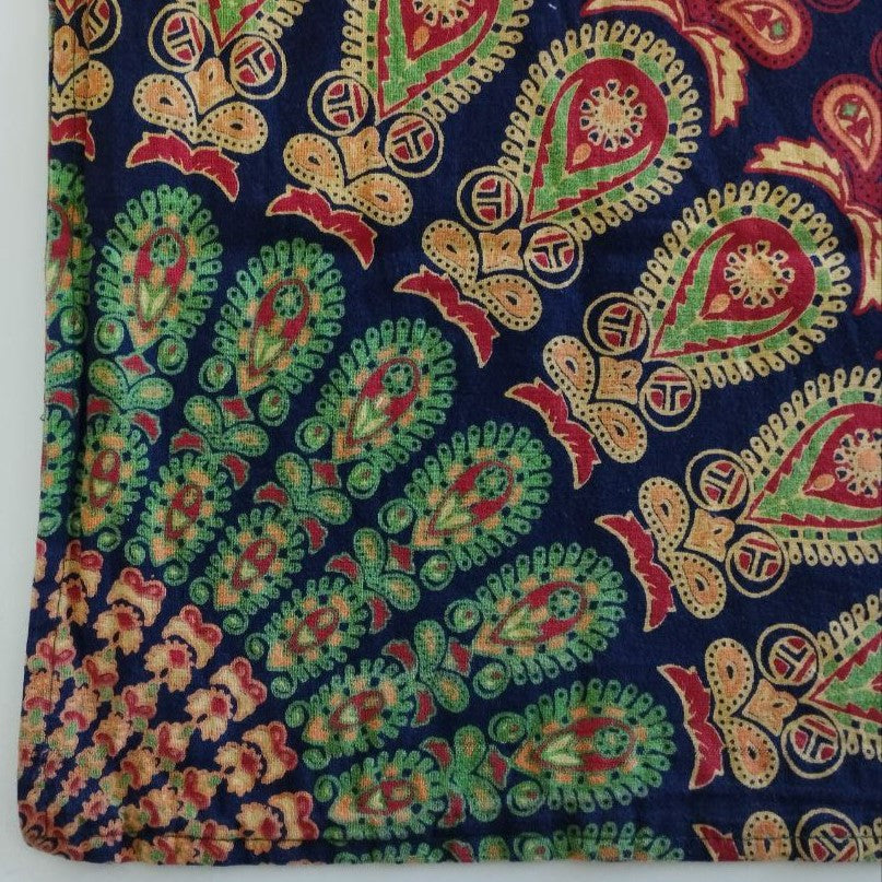 B-Ware Kopfkissenbezug Pfauenfeder Mandala Grün Orange