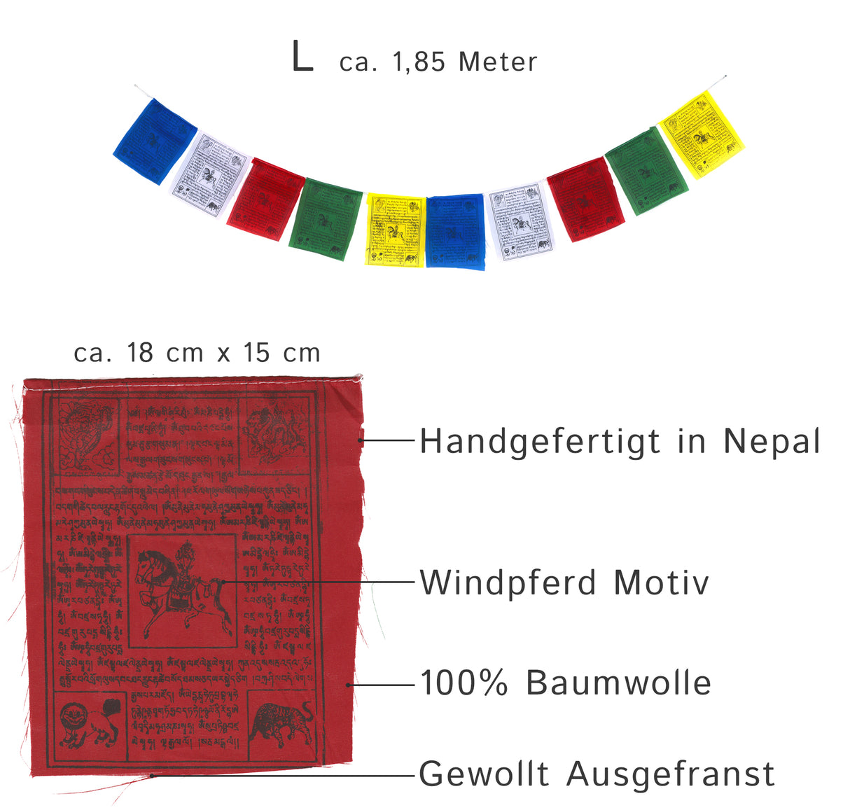 Tibetische Gebetsfahnen 10er - kurz | 3 Größen