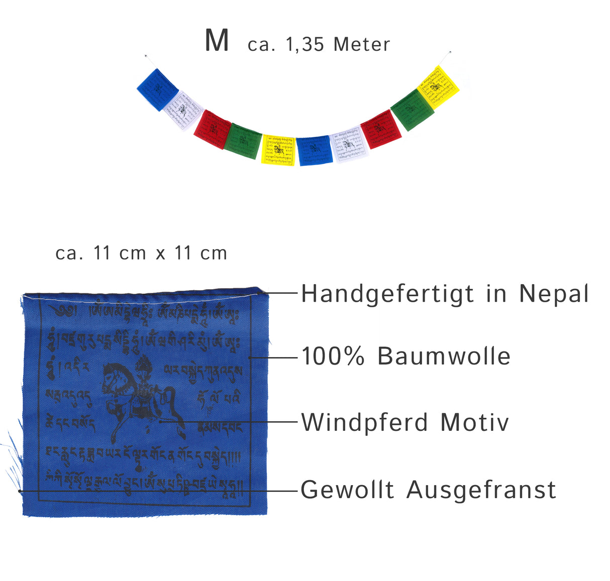 Tibetische Gebetsfahnen 10er - kurz | 3 Größen
