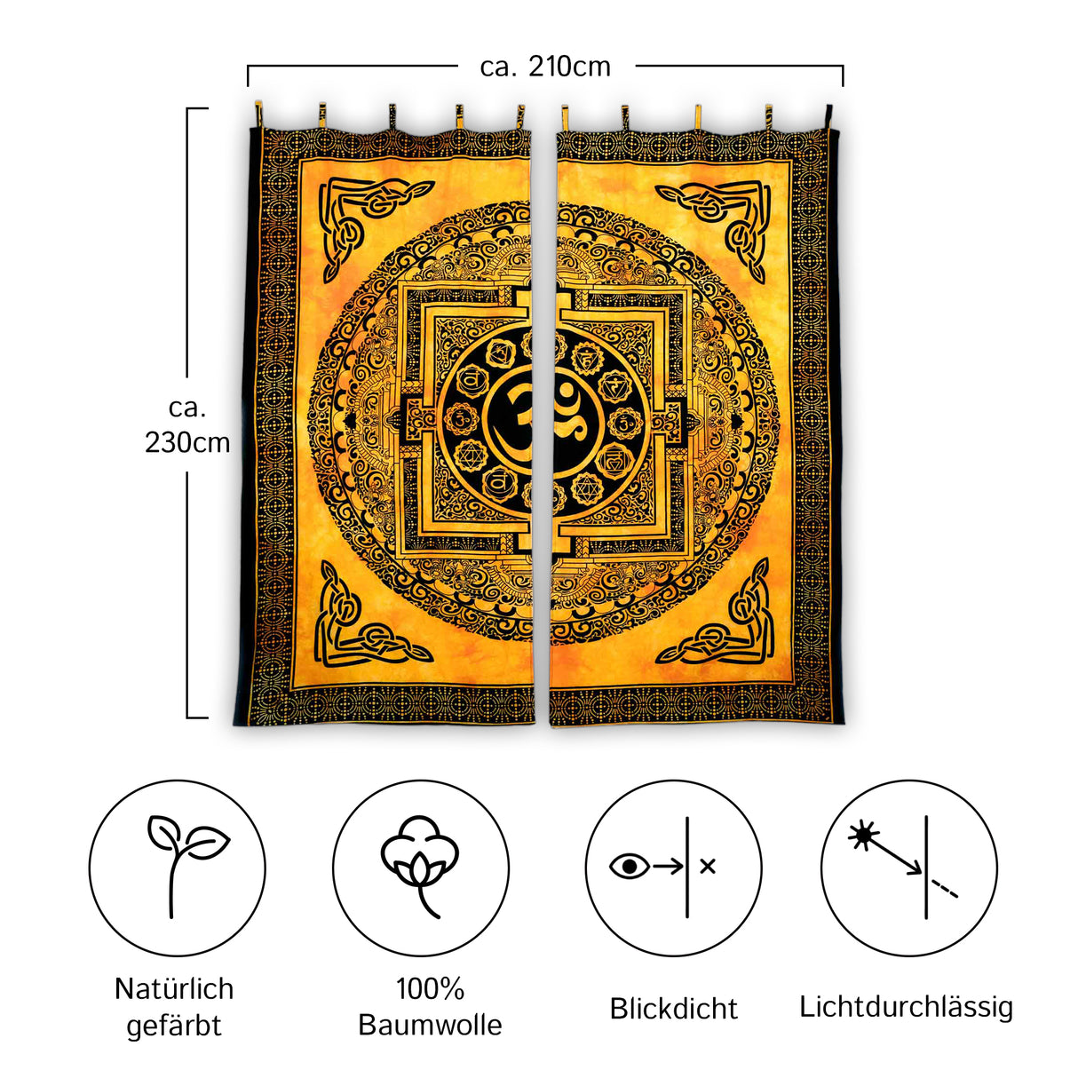 Vorhang Om Zeichen gelb - 2-teilig