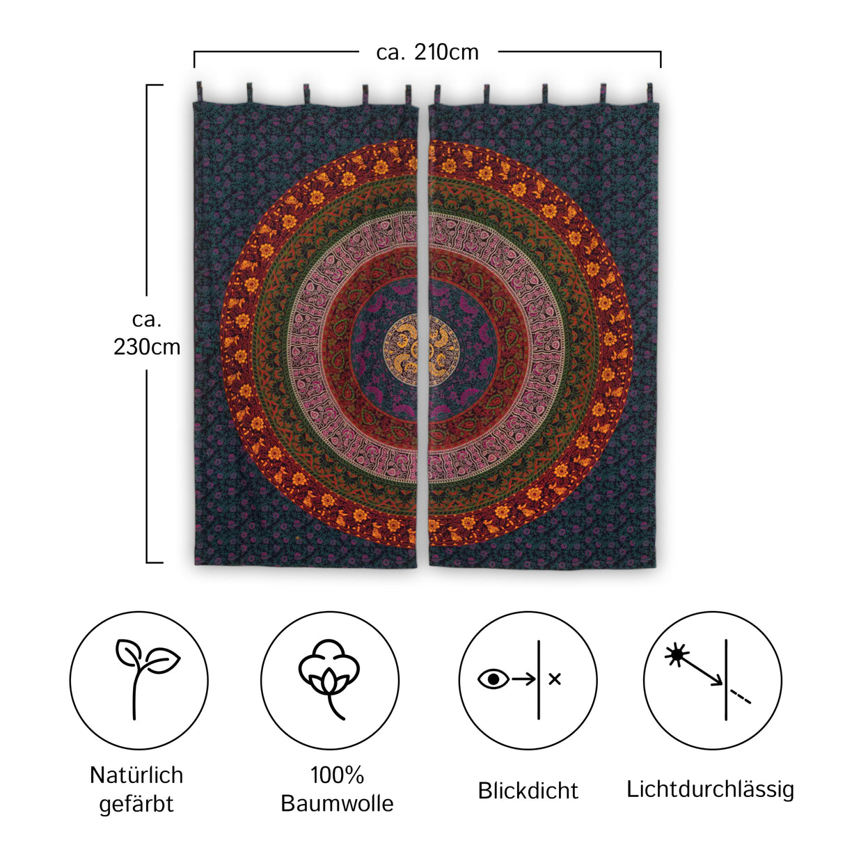 Vorhang Kreis Mandala Multicolor - 2-teilig