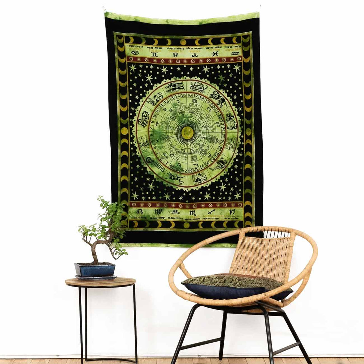 Wandtuch Sternzeichen schwarz grün