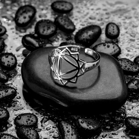 Solarplexus-Chakra Ring aus Silber, Größenverstellbar