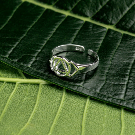 Drittes Auge-Chakra Ring Ajna aus 925er Silber, Größenverstellbar