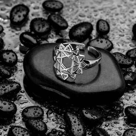 HerzChakra Ring aus Silber, Größenverstellbar