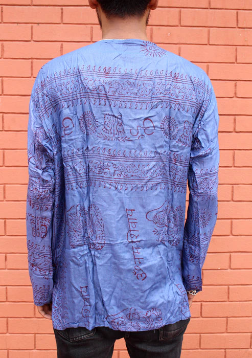 Einzelstück Kurta Indisches Hemd Ram Nami blau