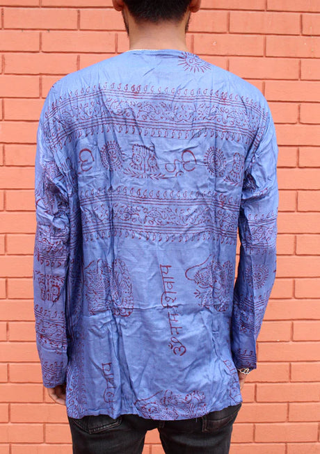 Einzelstück Kurta Indisches Hemd Ram Nami blau