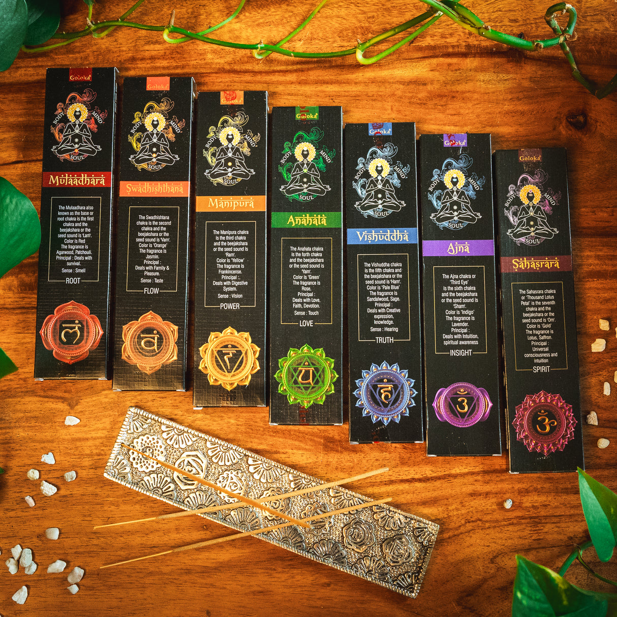 Goloka 7 Chakren Räucherstäbchen Set - 7x16g Düfte