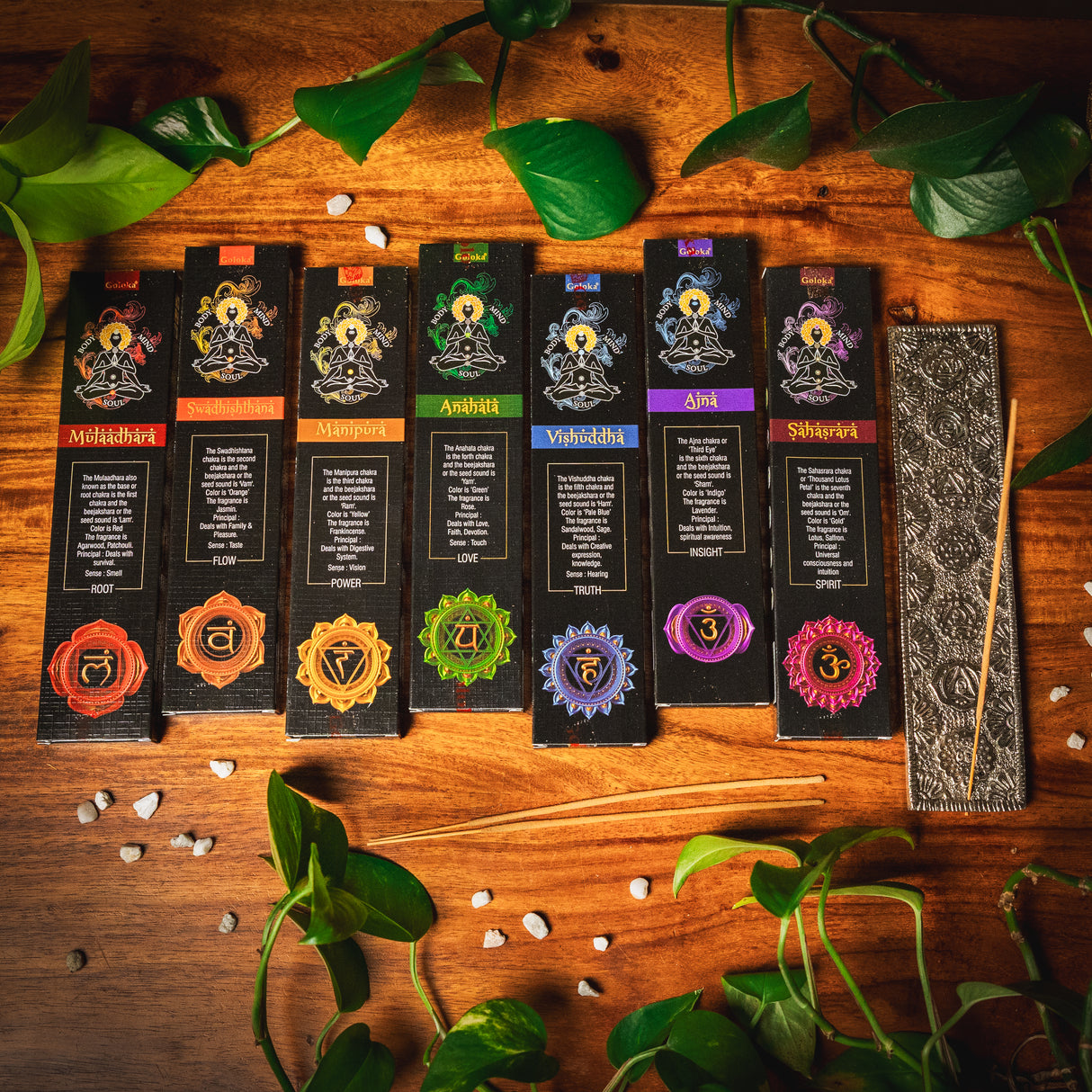Goloka 7 Chakren Räucherstäbchen Set - 7x16g Düfte