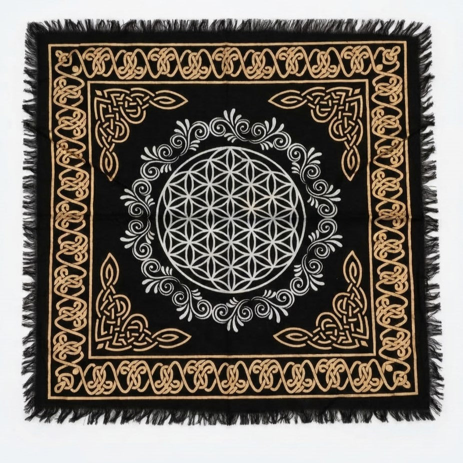 Altartuch Mandala
Schwarz-Silber-Gold
65x65cm