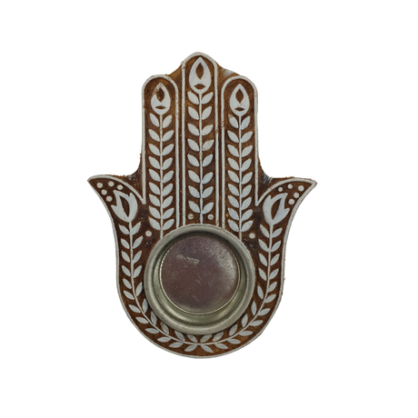Teelichthalter Blockdruck Stempel aus Holz - Fatimas Hand
