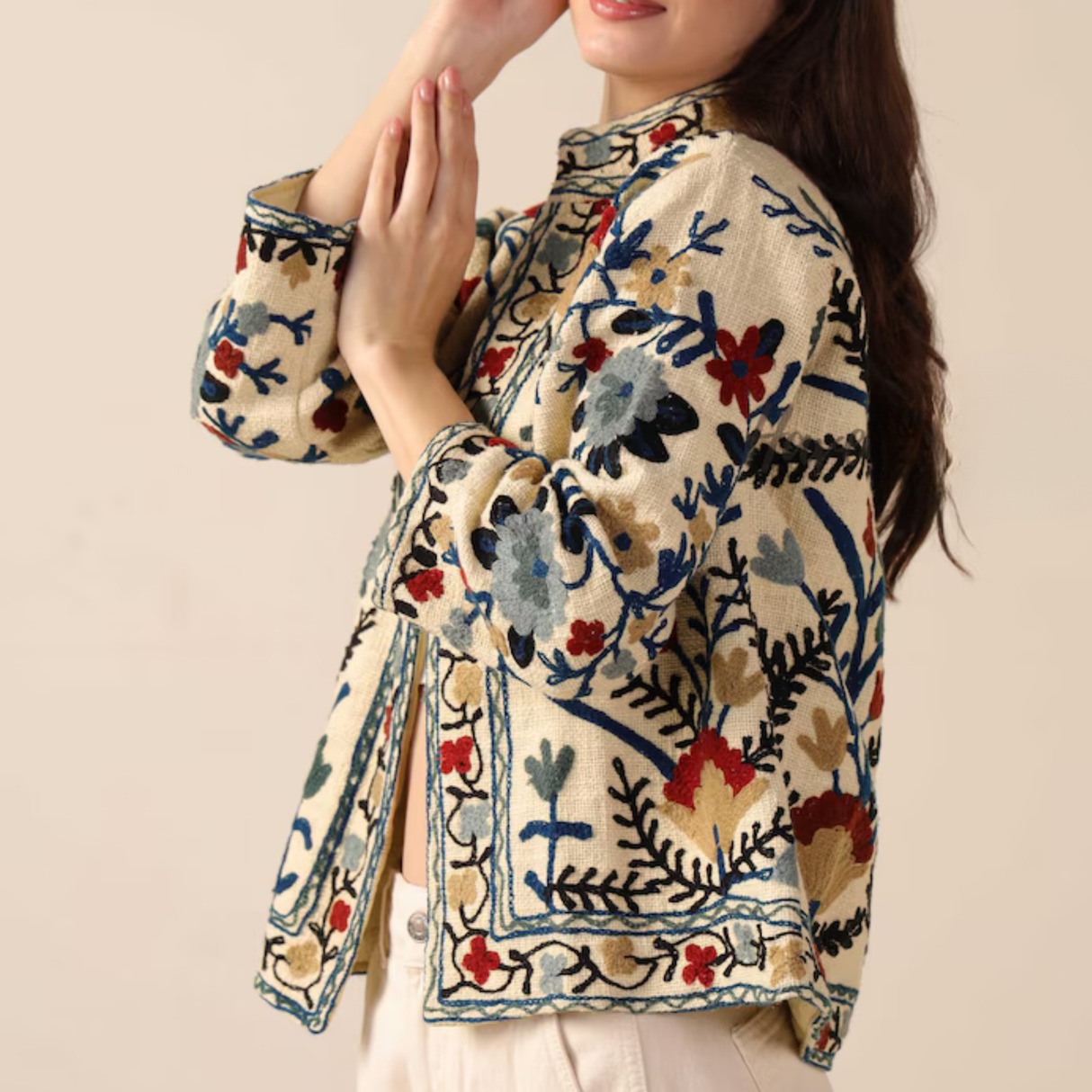 Einzelstück Bestickte Jacke in Weiß