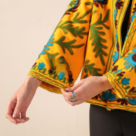 Einzelstück Bestickte Jacke in Gelb