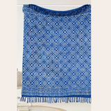 Blockdruck Tagesdecke Udaipur - Indigo blau 100% Baumwolle fair gehandelt von Karmandala