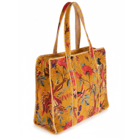 Boho-Shopper Gelb - Samt Tragetasche für Unterwegs