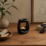 Duftlampe für Öl - Oval Schwarz | Teelicht Duftöl Lampe