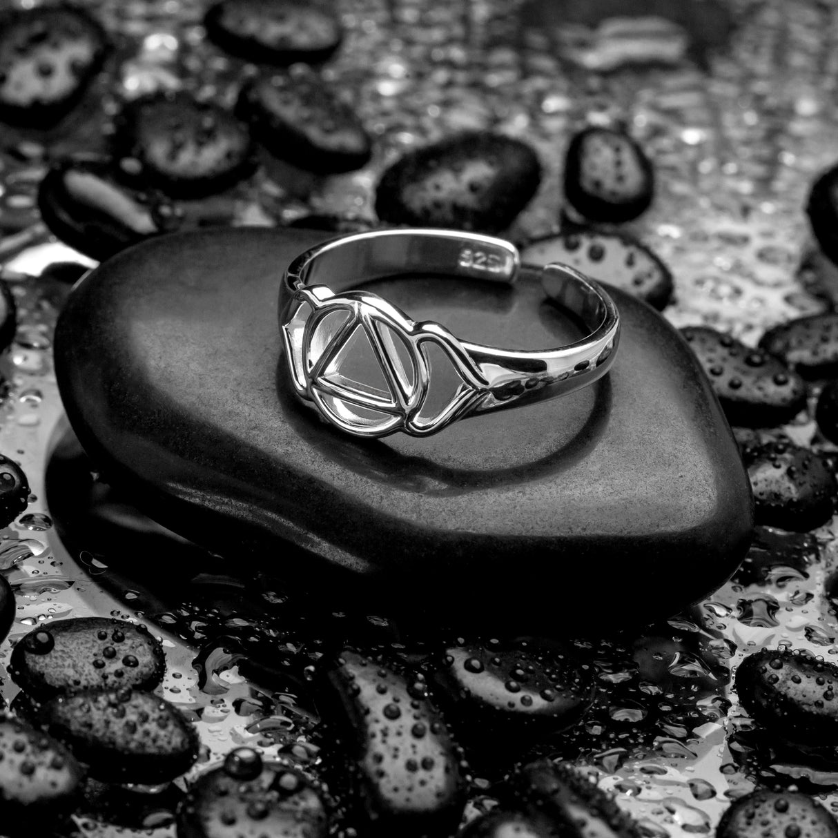 Drittes Auge-Chakra Ring Ajna aus 925er Silber, Größenverstellbar